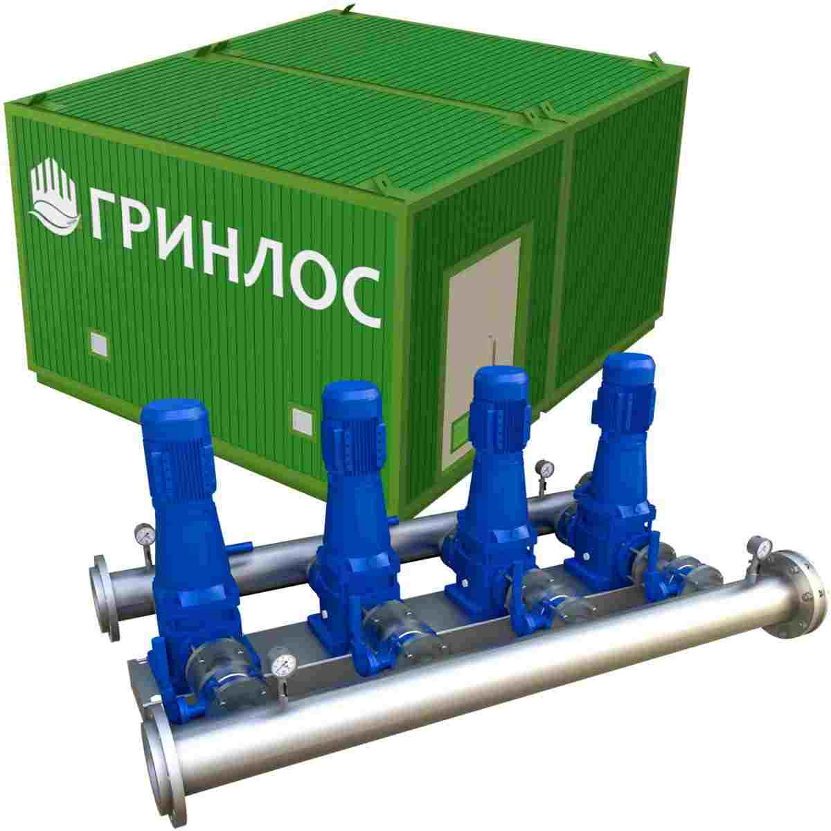 Установка повышения давления ГРИНЛОС в блочно-модульном здании 4,5x5 м