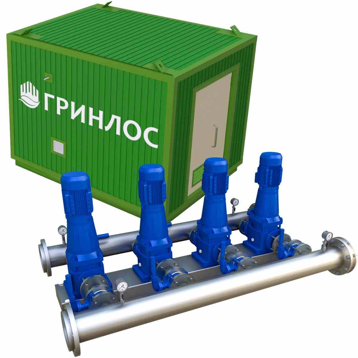 ГРИНЛОС Станция второго подъема 10 м3/ч, напор 10 м (4 насоса, здание 3x2,5 м)