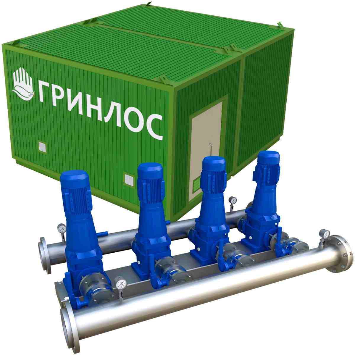 Установка повышения давления ГРИНЛОС в блочно-модульном здании 4,5x5 м